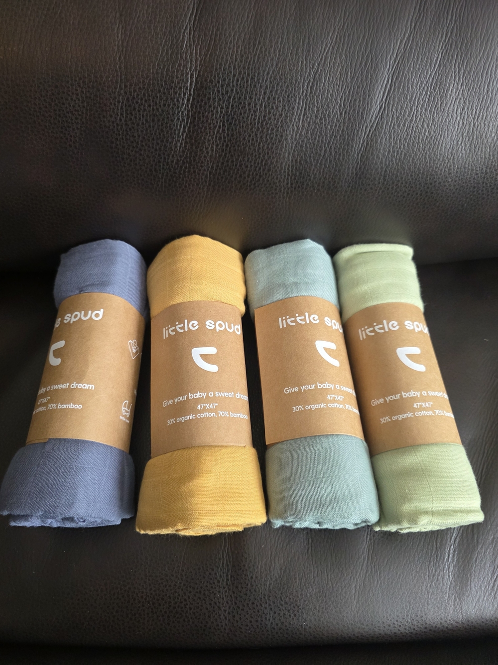 Muslin Swaddle Blanket Set - Blue, Mustard, Mint, Sage